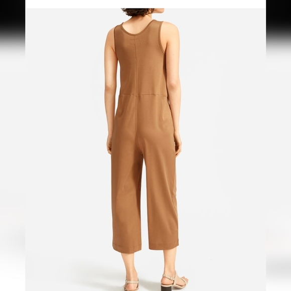 Everlane Luxe Cotton Jumpsuit Wide Leg Crop with Front Pockets Size Small - Picture 4 of 9